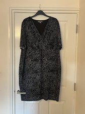 Ann Harvey Midi Shift Dress Size 26 Black Pleated Smart Work Or Evening