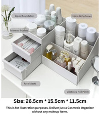 360 Rotating Makeup Organizer for Vanity with Brush Holder Storage Box