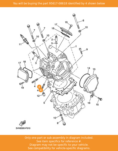 Yamaha bolt stud 95617 - stud,, 95617-08618