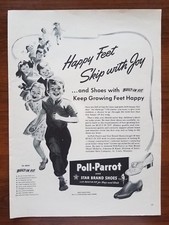 1940s Poll-Parrot Star Shoes Children Happy Feet Vintage Print Ad Decor Large