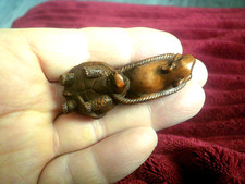 Hand Carved wood netsuke mouse