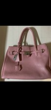 Vintage Jasper Conran Bag 25 yrs Designer Pink LEATHER CROC w/ Padlock Pre-Loved