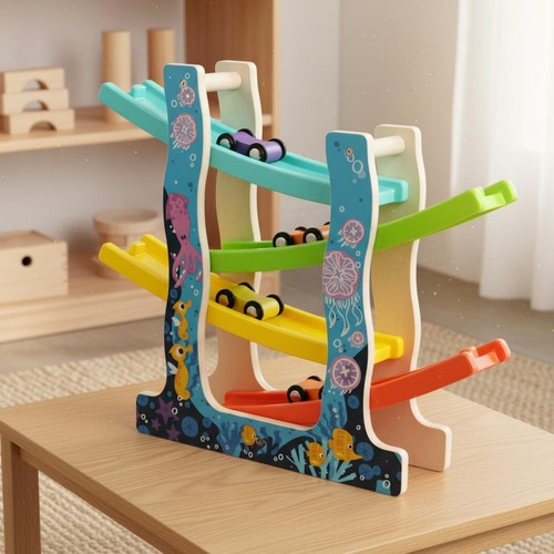 Wooden car ramp toy early - car,