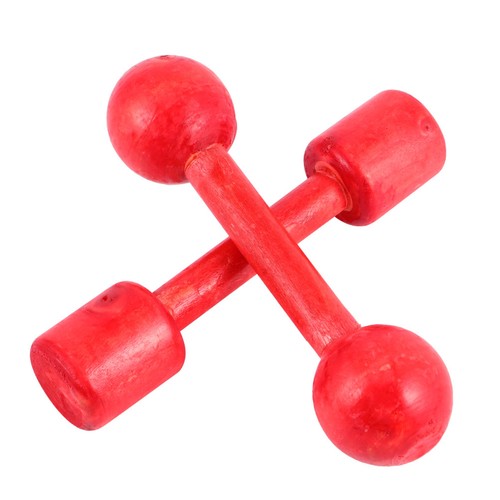 6pcs kids wooden dumbbell red - wooden,