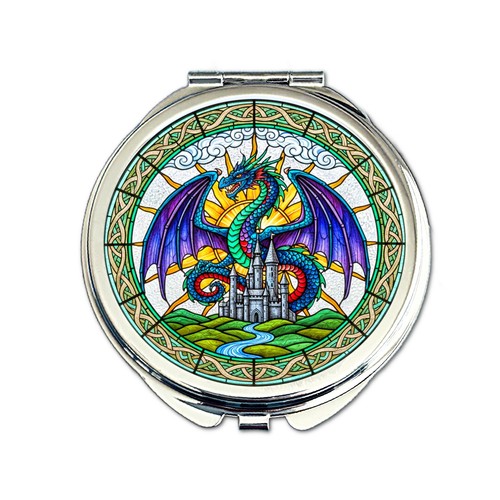 Emerald dragon compact mirror - dragon,