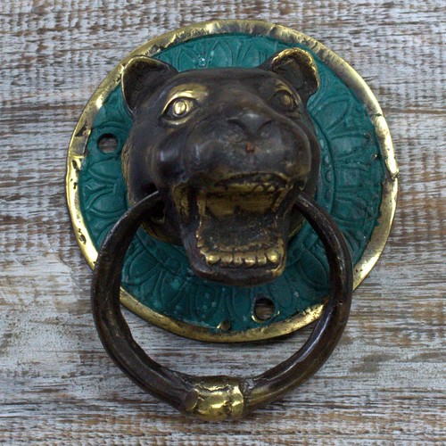 Brass tiger head door knocker - tiger,