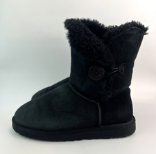 UGG Bailey Button Womens Black Boots Suede Shearling UK 7.5