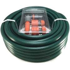 30m Reinforced Garden Hose Pipe Tube with Set Spray Watering Nozzle Set NEW