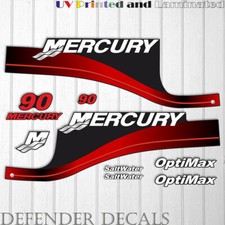 Mercury 90 HP Optimax outboard engine decal sticker RED set reproduction
