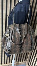 NEW Anokhi Designer Real Leather Snake Large Tote Slouchy Hobo Shoulder Bag Y2K