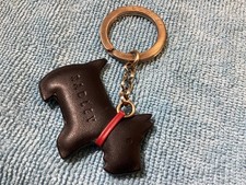 Radley London Black Dog Leather Key Ring Chain Bag Charm Metal Crimson Collar 