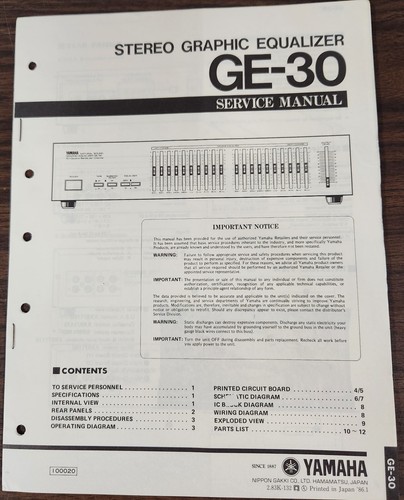 Yamaha graphic equalizer - ge-30,