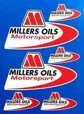 6X MILLERS OILS MOTORSPORT RALLY VINTAGE RACING VINYL STICKERS