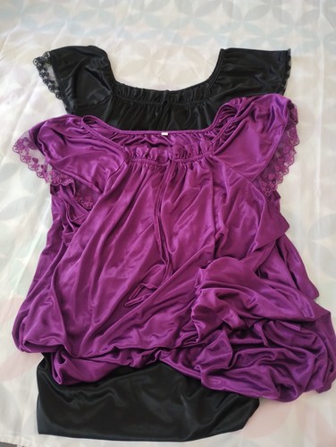 Satin lace nightdress - &,