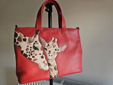 Yoshi Red Giraffe Genuine Leather Handbag