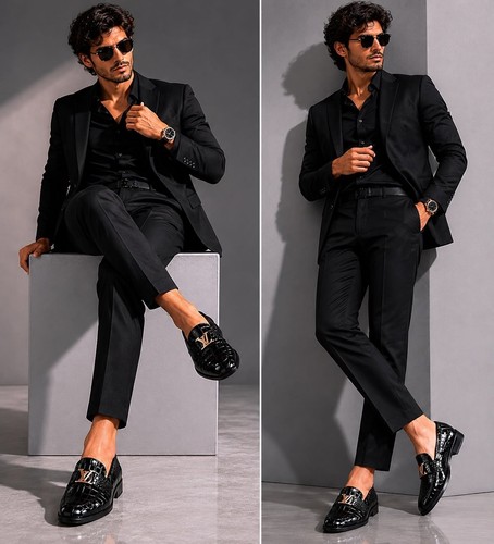 Handmade men black crocodile - handmade,