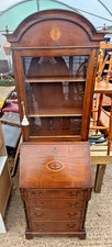 Georgian Style Mahogany Veneered Bureau Bookcase With Glazed Upper Section