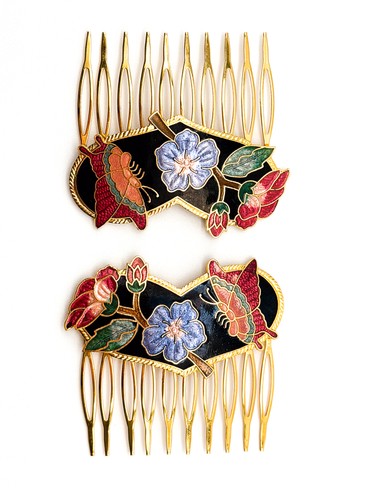 Vintage cloisonné enamel hair - cloisonné,