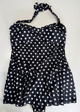 Meet Curve Swimming Costume Size 2XL UK 22-24 Blue Spot Print Padded  Swim Dress