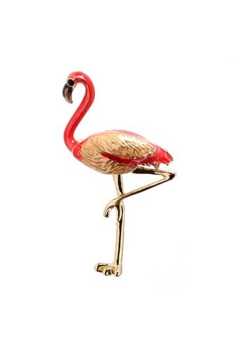 Enamel flamingo brooch lapel - flamingo,