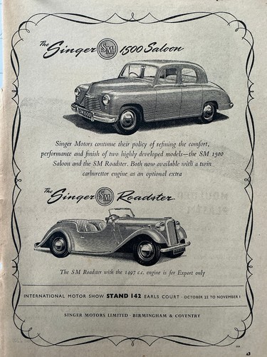 Singer motors roadster sm - motors,