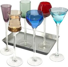 Artland Long Stem Liqueur Glasses, 6 Piece Multi Coloured Set