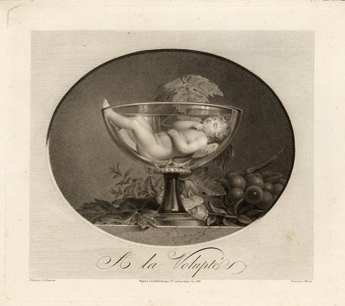 Antique nudes print winged - antique,