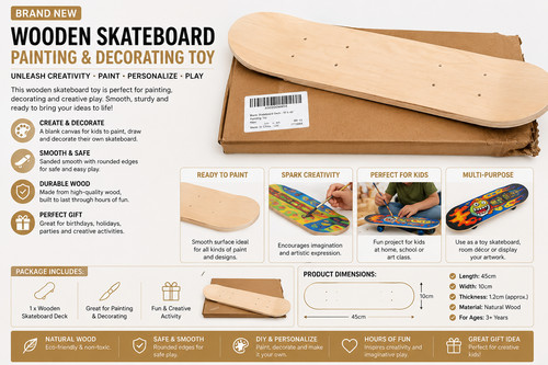 Blank wooden skateboard deck - wooden,