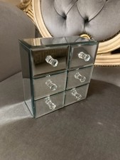 Mirrored Glass Large Jewellery Box Dressing Table Storage Chest 6 Drawers