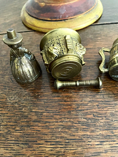 3miniature brass items