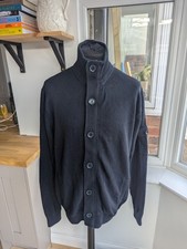 Gant Cotton & Wool Knit Cardigan Dark Blue Zip Button Up Size XXL