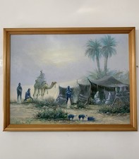 Beautiful Original Saudi Arabian Peninsula Acrylic Painting Art Signed Framed