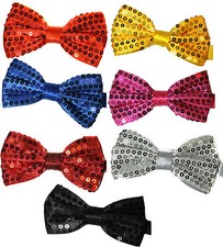 Classic SATIN SEQUIN Dickie Bow Tie Fancy Dress Party Pretied Wrap Around