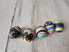 Vintage faux chocolate egg Easter spring decor set pink striped