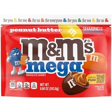 M&M's Peanut Butter Mega Bag Sharing Size 244g Rare USA Import