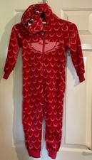 KIDS FLEECE ALL IN ONE PYJAMAS BOYS GIRLS SLEEPWEAR PJ MASKS AGE 5 COLOUR RED 