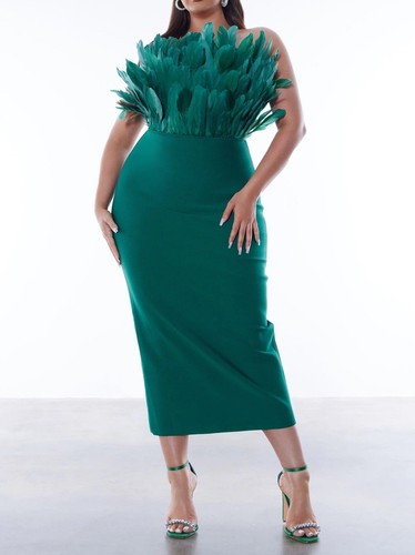 Size green bodycon midi - size,