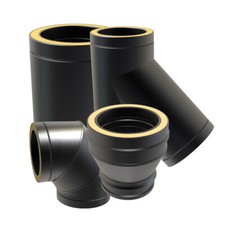 Twin Wall Chimney Flue Pipe System KW Pro Black Convesa 5" 125mm or 6" 150mm Dia