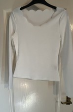 Shein White Scalloped Neck &