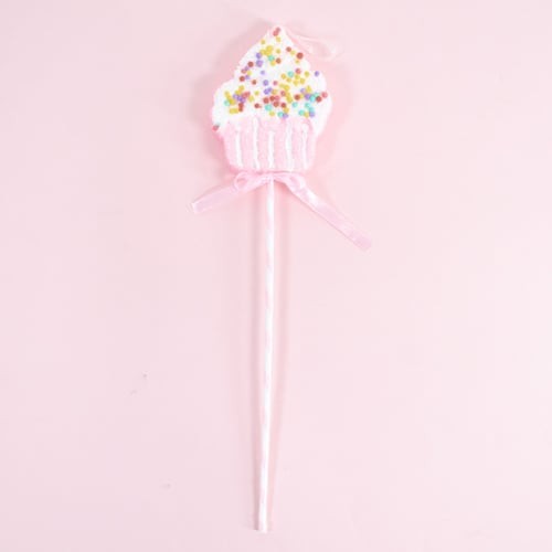 Pink cupcake pick hanging - pink,