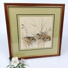 Mads Stage Baby Rabbits Print – Vintage 70s Framed Woodland Animal Art