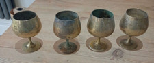 4 brass goblets once silver plated 5 inches high