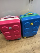 Pink And Blue It Luggage LEGO Suitcase for Kids 4 Wheels Lightweight Hard Shell