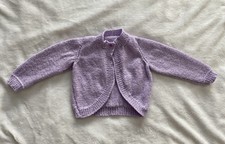 Lilac Sparkle Hand Knitted Bolero Style Cardigan Size 24 Inch Chest