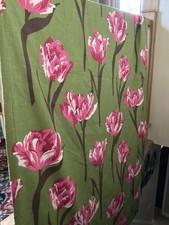 Hana Globaltex Pink Bright Green heavy cotton material Used Cond 104  “ X 108” 