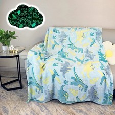 Glow in The Dark Throw Blanket,Dinosaur Pattern Soft Flannel Fleece Blanket,All