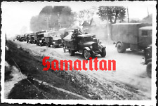 I10/40 WW2 ORIGINAL PHOTO OF GERMAN MILITARY VEHICLES WAITING IN CONVOY