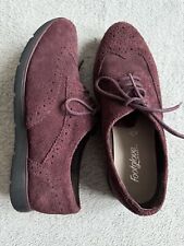 Footglove M&S Ladies Suede Lace Up Flat Brogue Warm Burgundy Shoes Size UK 3.5