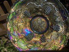 CARNIVAL GLASS ~ FENTON GREEN CONCORD PLATE ~