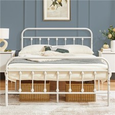 Metal Bed Frame with High Headboard and Footboard Strong Metal-Framed Bed